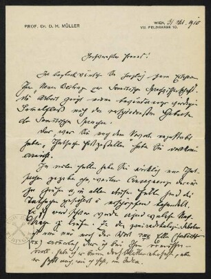Brief vom 31.10.1910 von Müller