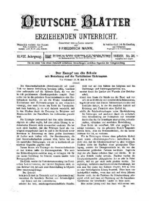 Der Kampf um die Schule mit Beziehung auf die Verhältnisse Thüringens : (Schluß)