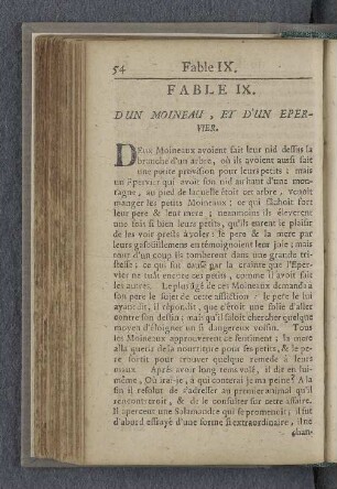 Fable IX. D'un moineau, et d'un epervier.