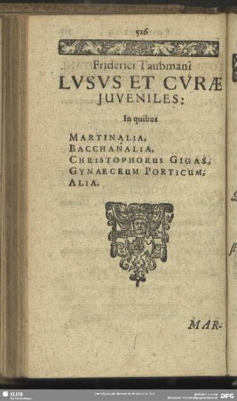 Friderici Taubmani Lusus et Curae ...