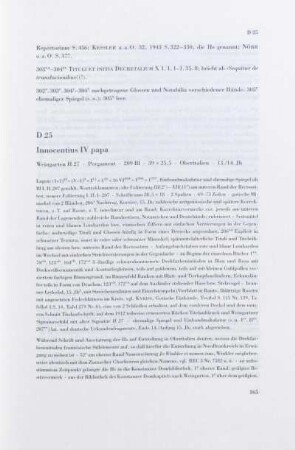 D 25. Innocentius IV papa
