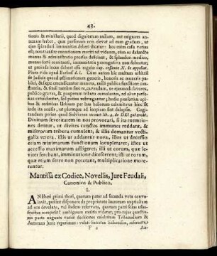 Mantissa ex Codice, Novellis, Jure Feudali, Canonico & Publico.