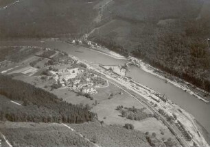 Baustelle Staustufe Neckargemünd Luftbild