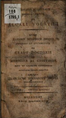 Dissertatio inauguralis chemico-medica de alcali volatili