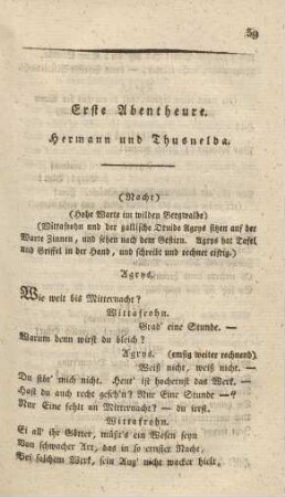 Erste Abentheure. Hermann und Thusnelda
