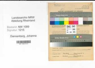 Entnazifizierung Johanna Dannenberg , geb. 23.11.1919 ()