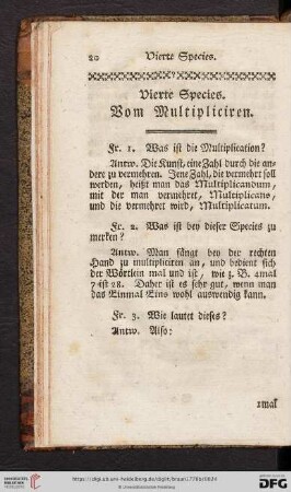 Vierte Species: Vom Multipliciren