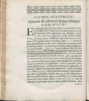 Civibus Academicis, Salutem & Gloriam Resurrectionis Dominicæ!