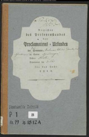 Zivilstandsregister der katholischen Gemeinde Amelunxen, Kreis Höxter (A 1812). (Gemeinde: Katholische Gemeinde Amelunxen, Kreis Höxter)