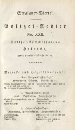 Stralauer-Viertel. Polizei-Revier No. XXII