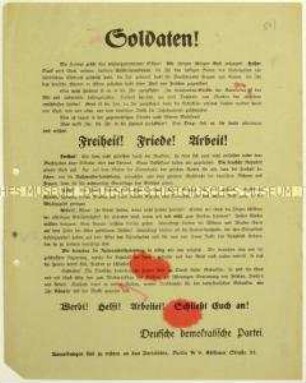Aufruf an Kriegsheimkehrer zum Eintritt in die Deutsche Demokratische Partei