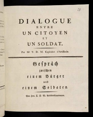 1-16, Dialogue Entre Un Citoyen Et Un Soldat