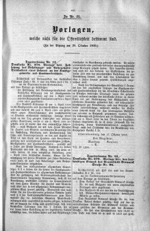 Vorlagen welche nicht für die Oeffentlichkeit bestimmt sind., 28. Oktober 1903