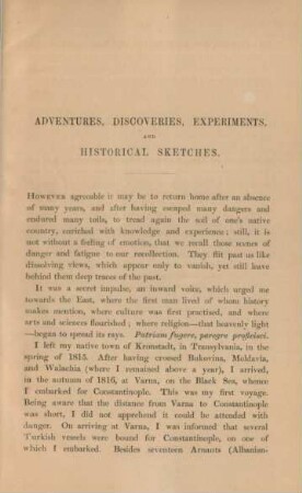 Adventures, dicoveries, experiments, and historical sketches