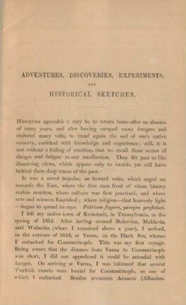Adventures, dicoveries, experiments, and historical sketches