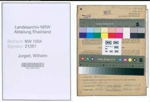 Entnazifizierung Wilhelm Jurgeit , geb. 06.05.1904 (Schlosser)