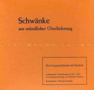 Kassette mit drei Schallplatten: Aufnahmen von Schwänken, Kassette