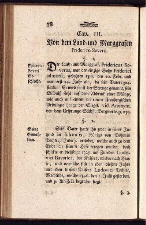 Cap. III. Von dem Land- und Marggrafen Friderico Severo