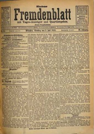 Münchener Fremdenblatt : mit Tagesanzeiger und Quartiergeber. 1886,7/9 = Jg. 9