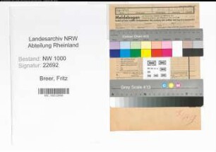 Entnazifizierung Fritz Breer, geb. 15.04.1888 (Kriminalsekretaer)