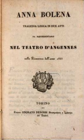 Anna Bolena : Tragedia lirica in 2 atti