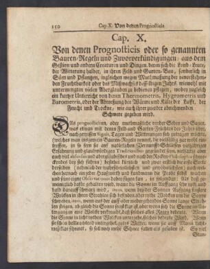 Cap. X. Von denen Prognosticis oder so genannten Bauren-Regeln und Zuvorverkündigungen ...