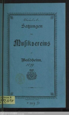 Satzungen des Musikvereins zu Waldheim