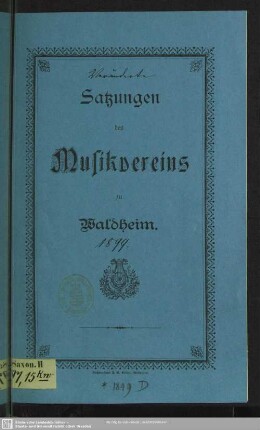 Satzungen des Musikvereins zu Waldheim