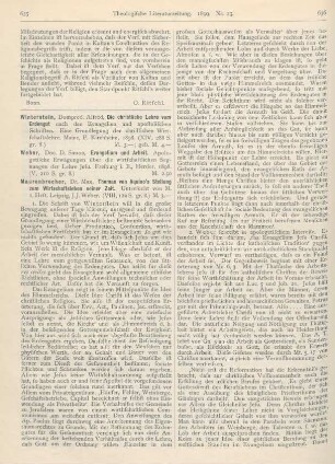635-640 [Rezension] Maurenbrecher, Max, Thomas von Aquino‘s Stellung zum Wirtschaftsleben seiner Zeit. 1. Heft