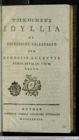 Theocriti Idyllia