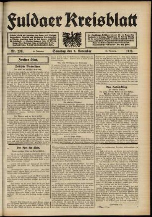Zweite Ausgabe vom Samstag, den 09. November 1912.