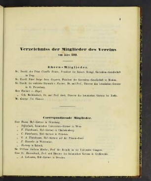Verzeichniss der Mitglieder des Vereins vom Jahre 1849.