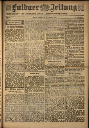 Erste Ausgabe vom Freitag, den 21. Februar 1902.