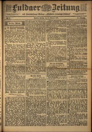 Erste Ausgabe vom Freitag, den 21. Februar 1902.