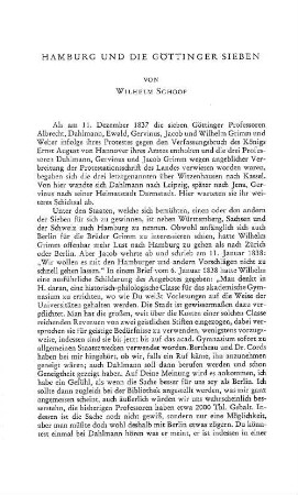 Hamburg und die Göttinger Sieben