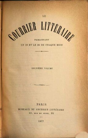 Le courrier littéraire. 2. 1877