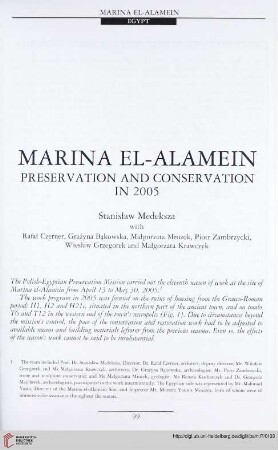 17: Marina el-Alamein : preservation and conservation in 2005