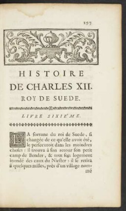 Histoire De Charles XII. Roy De Suede. Livre Sixiéme.