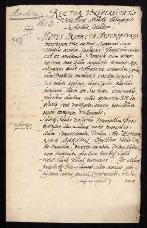 Todesanzeige des Zacharias Martinus [d.J.], Stadtrat zu Tübingen, 1613.