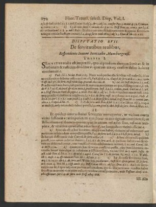 Disputatio XVII. De servitutibus realibus