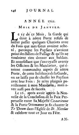 Année 1722. Mois de Janvier