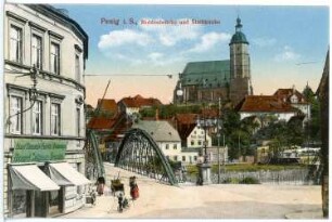 Penig. Muldenbrücke u. Stadtkirche