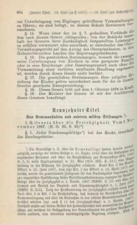 Neunzehnter Titel. Von Armenanstalten und anderen milden Stiftungen