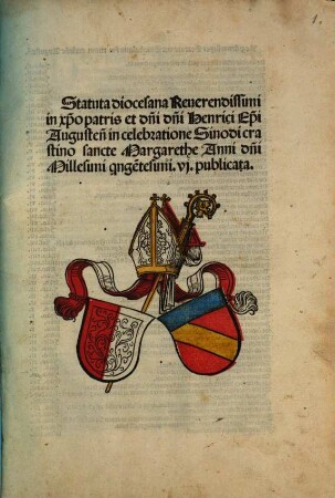 Statuta diocesana ... Henrici Episcopi August. in celebratione synodi a. 1506 publicata, [1]