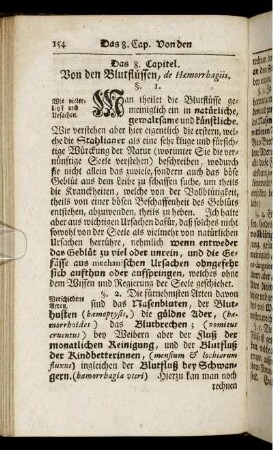 Das 8. Capitel. Von den Blutflüssen, de Hamorrbagiis.