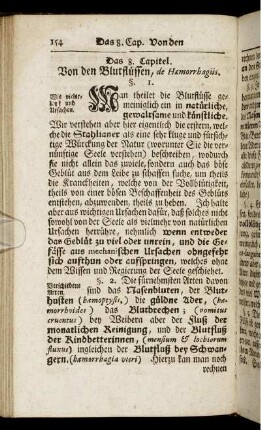 Das 8. Capitel. Von den Blutflüssen, de Hamorrbagiis.