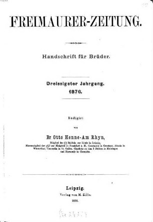 Freimaurer-Zeitung. 30. 1876