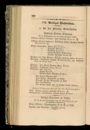 VII. Polizei=Behörden.