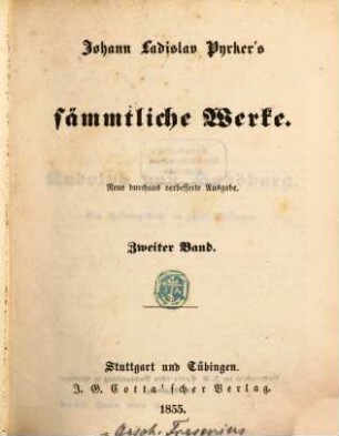 Johann Ladislav Pyrker's sämmtliche Werke, 2. [Rudolph von Habsburg]