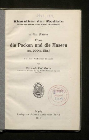 Über die Pocken und die Masern (ca. 900 n. Chr.)